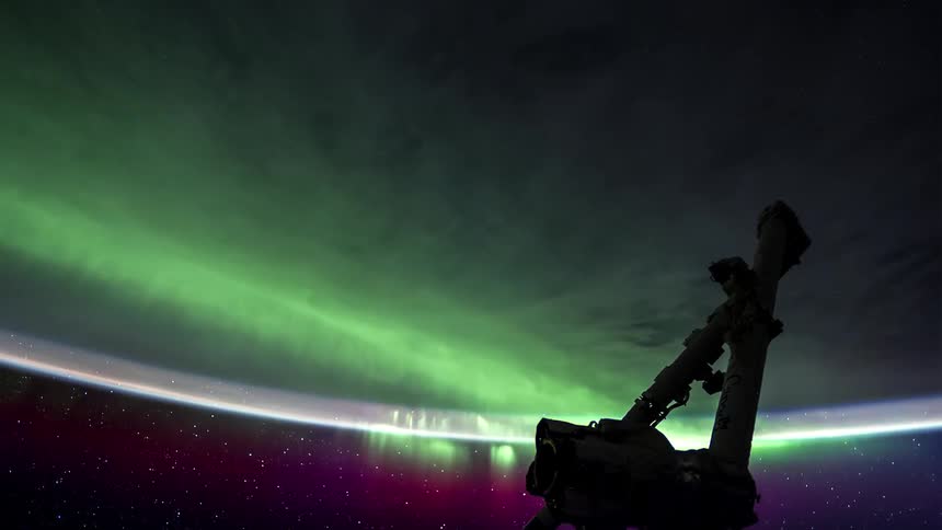 A view of earth and the northern lights seen from the international space station