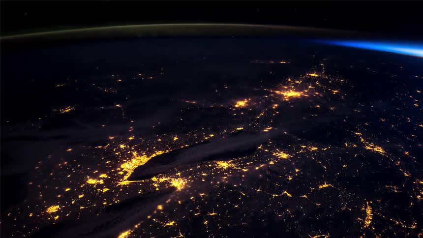 A nighttime view of earth from space