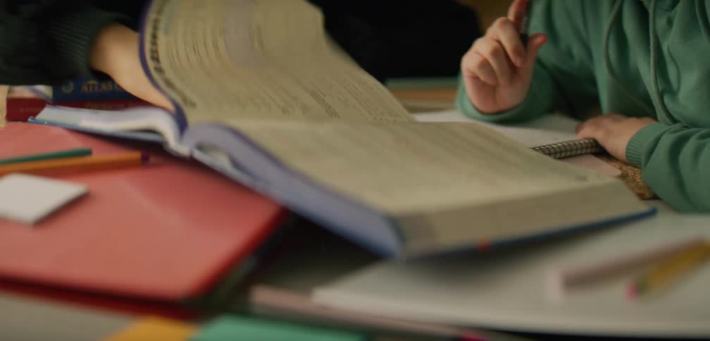 Two people studying together