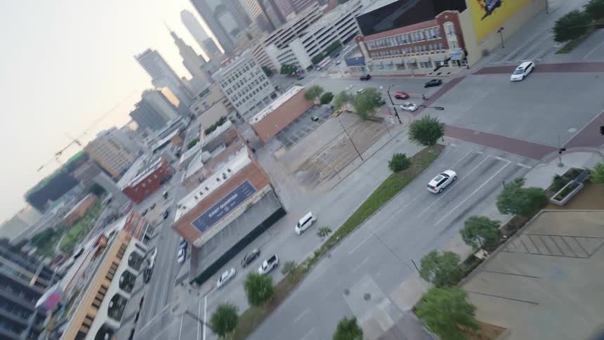 Aerial view of several different parts of an urban neighborhood