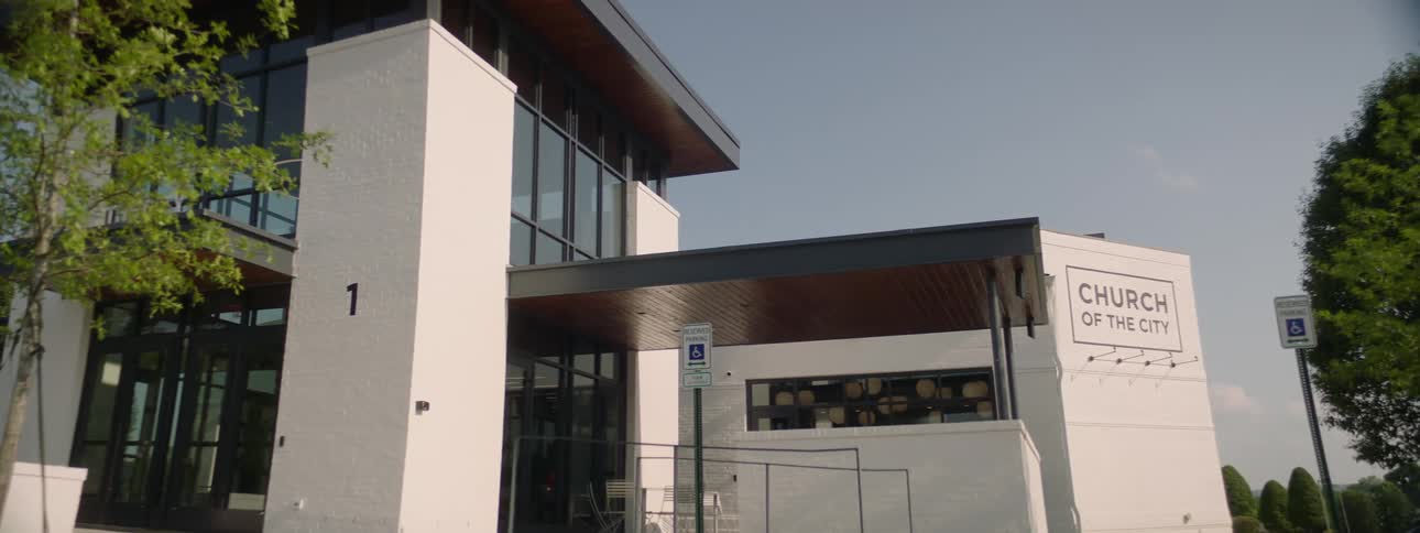 Exterior view of a modern church building