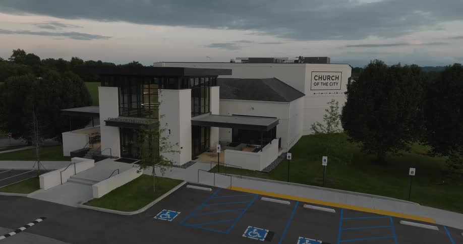 Modern building under a cloudy sky