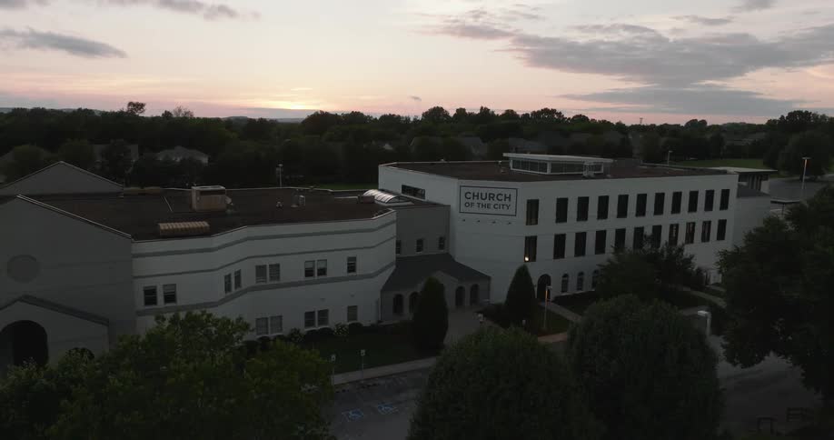 A church compound located in a suburban environment