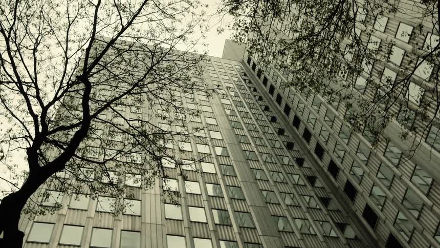 Office budlings in a downtown metropolitan area on a cloudy day