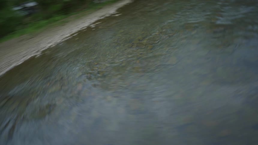 Long tributary river surrounded by vegetation