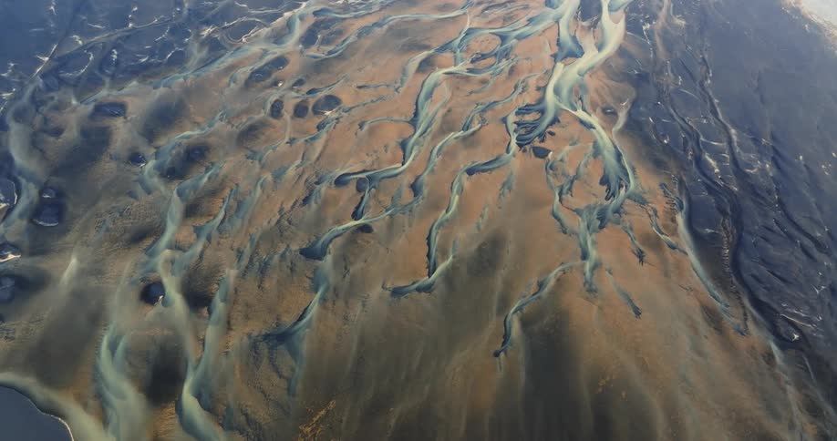 Aerial panorama of rocky lands in mountains