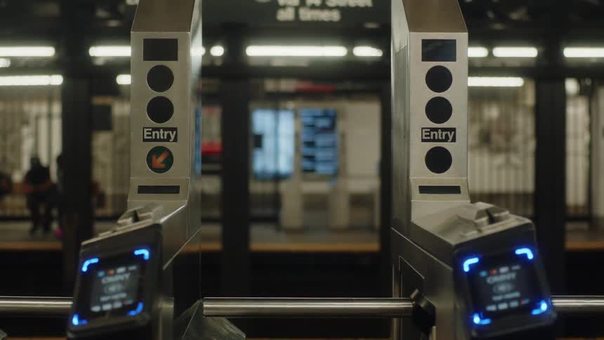 Electronic turnstile at a station in a metro terminal