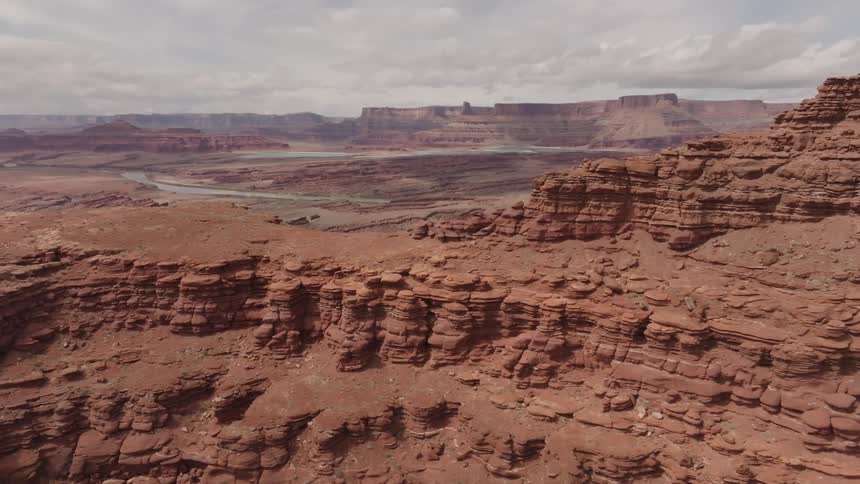 Rock formations and canyons in a desert region