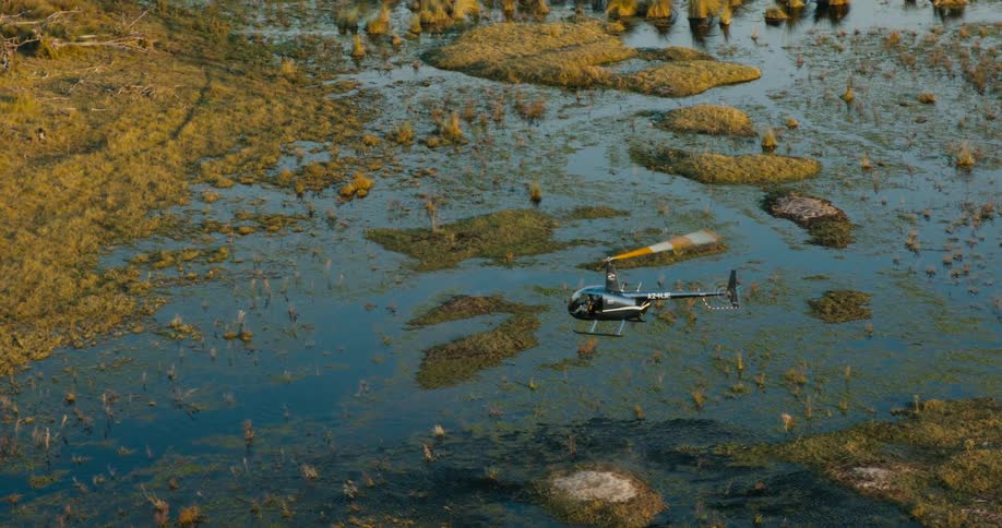 Aerial view from a helicopter over the Okavango Delta