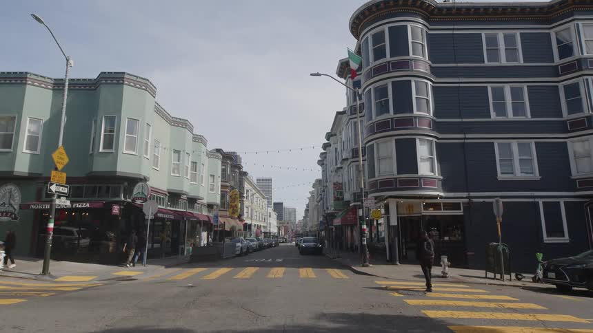 People are walking through town