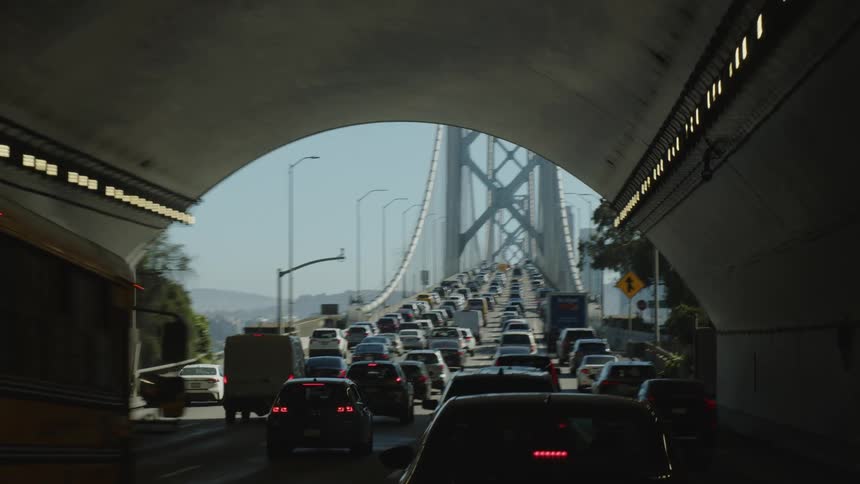Viaduct on a bridge with vehicle traffic