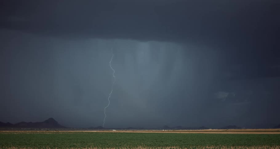 Lightning strikes during a storm