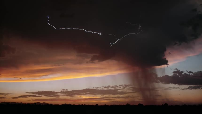 Bright thunder in a dark red sky