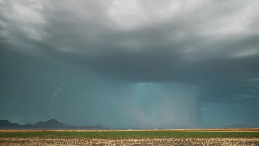 Natural landscape with storm and lightning