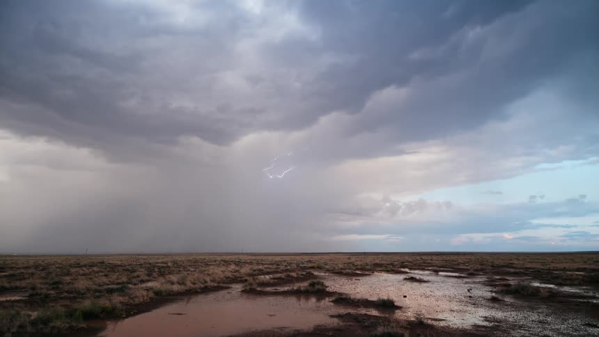 Storm clouds pour rain on the swamps