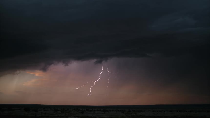 Lightning flashes during the storm