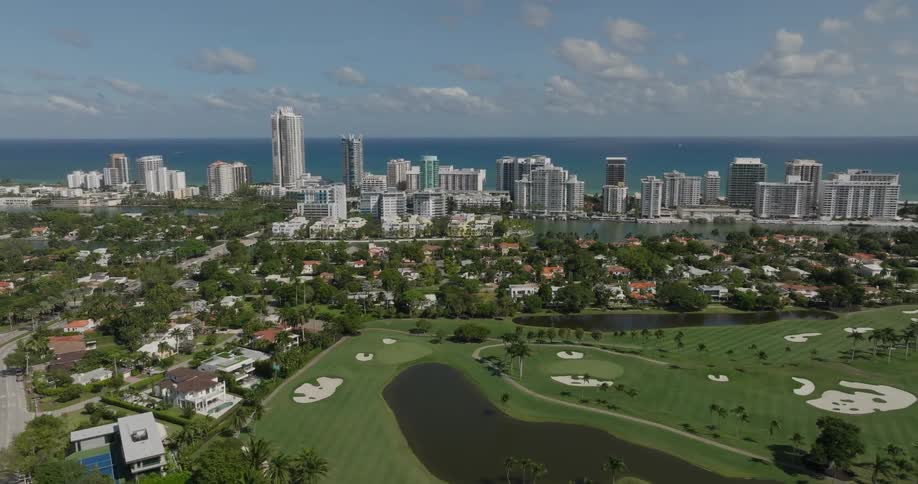 Aerial panorama of a residential neighborhood of urban buildings and seaside resorts
