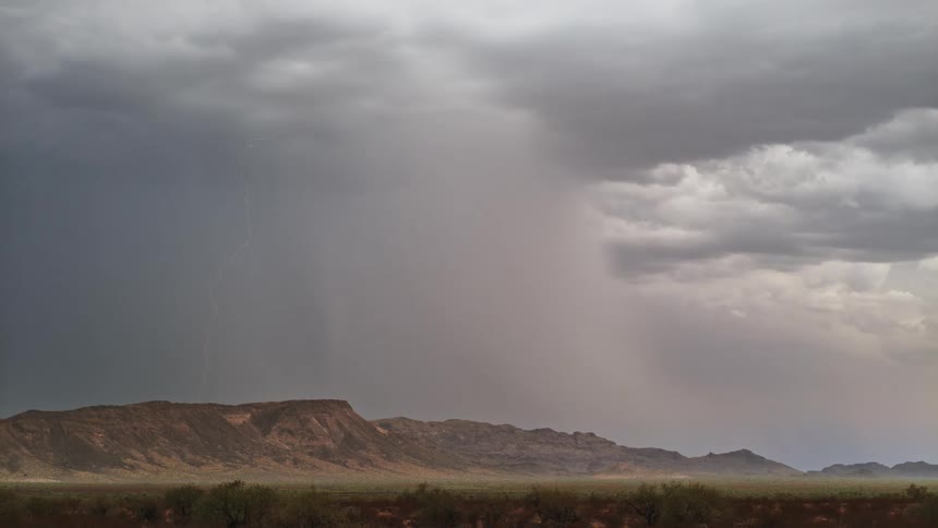 Lightning is striking the mountains