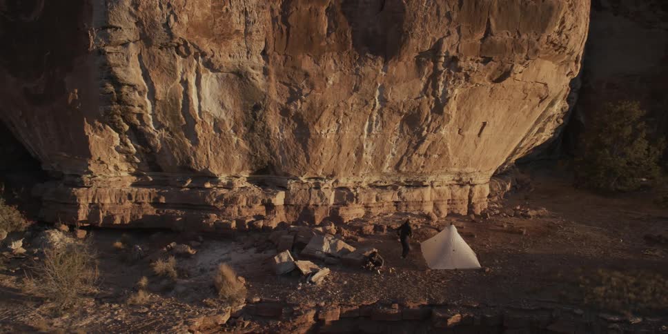 People camping in a canyon