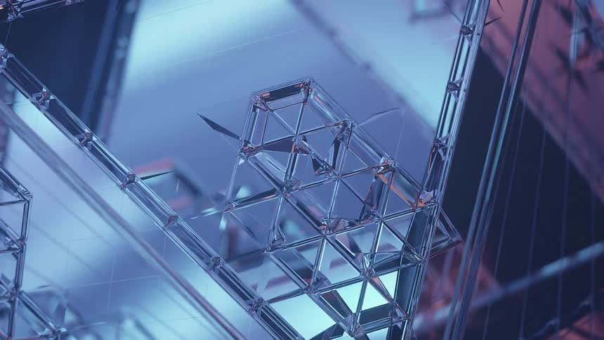 The triangles connect and reflect light in the graphic