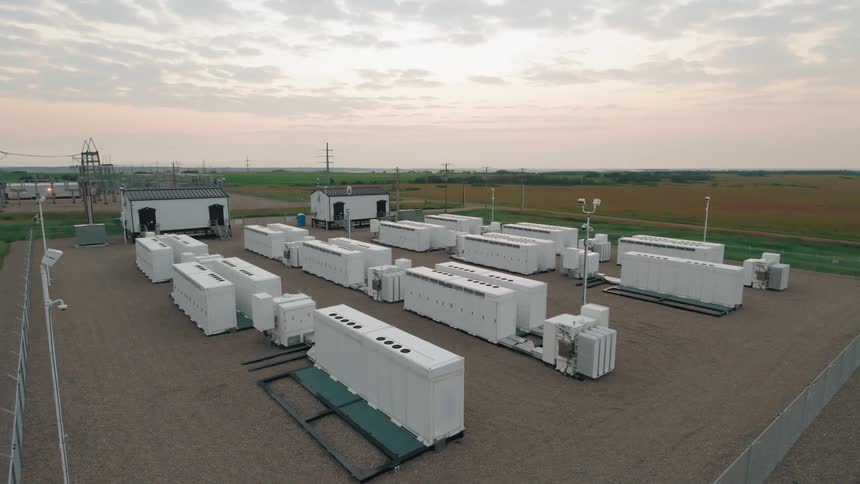 A high security substation with battery backup units on the electrical grid