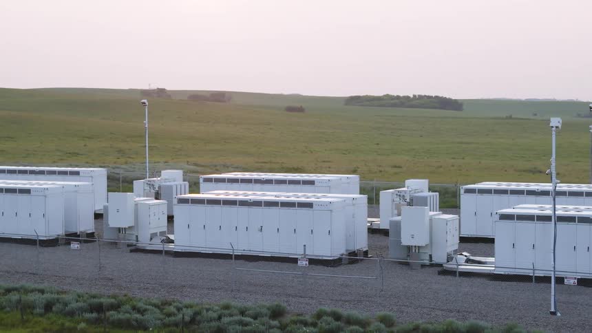 A small power plant is on the field