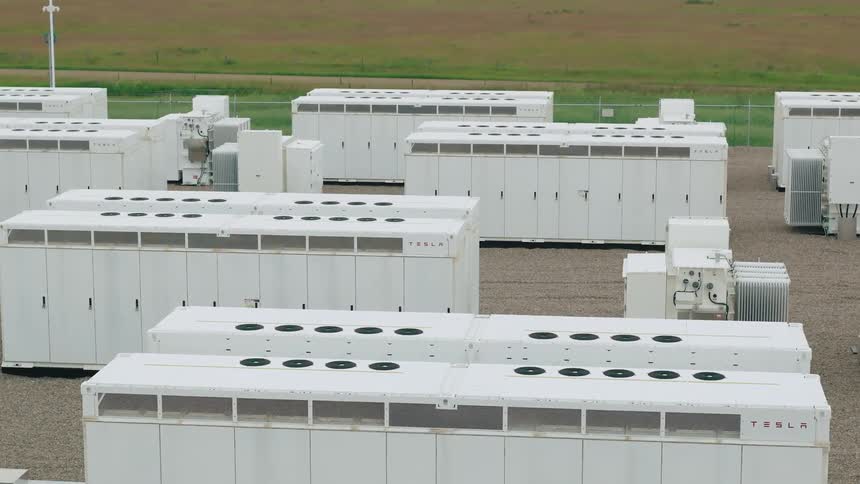 Slowly moving around battery cabinets in a large substation