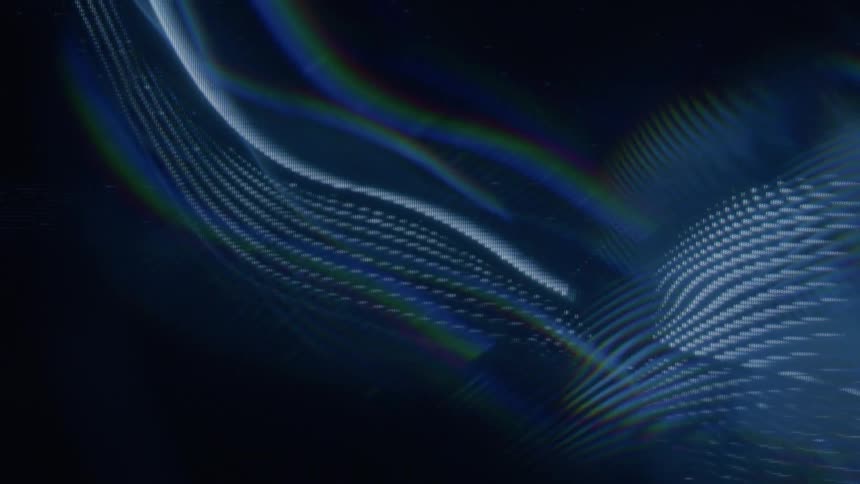 Static temporarily distorts screensaver composed of many moving lines in multiple colors