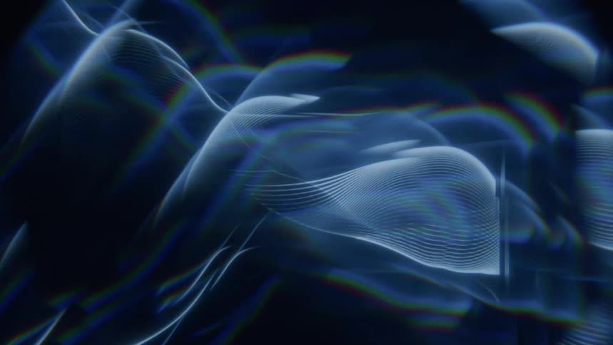 Abstract blue lines in motion on a black background