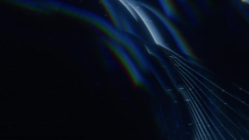 Some electric blue lines moving in a dark and digital environment