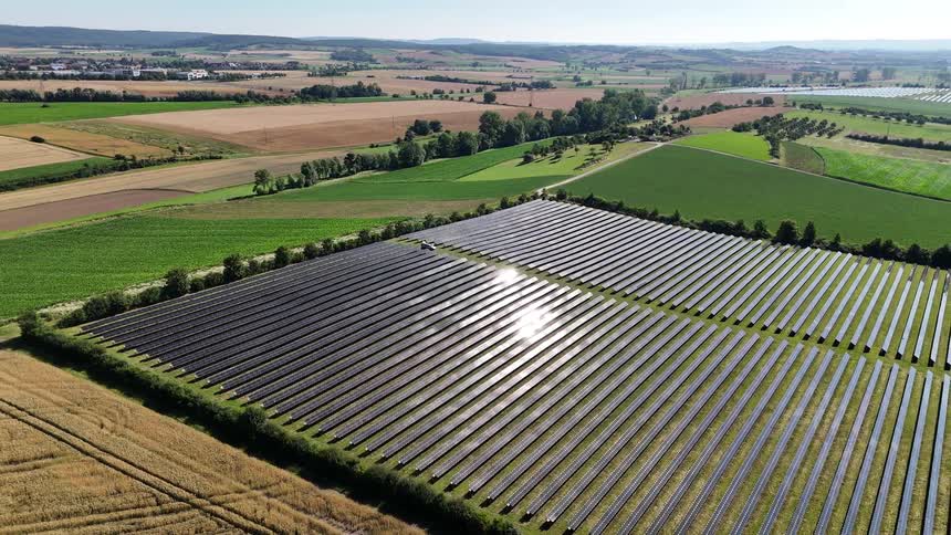 Solar panels on an agricultural field