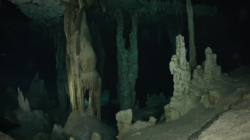 Dark pointed underwater cave
