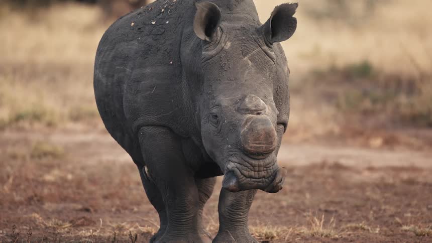 Bird on the face of a rhino