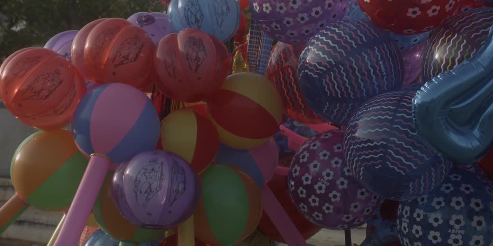 Bunches of colorful balloons