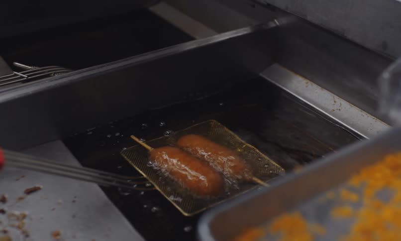 Food is being fried in the food truck