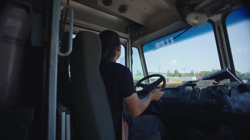 Person drives a large vehicle