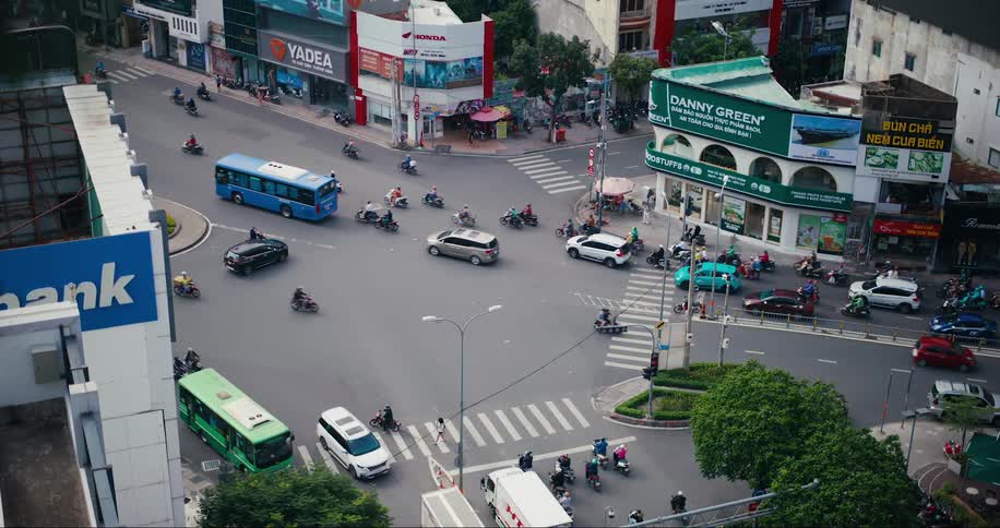 Traffic flows through the intersection