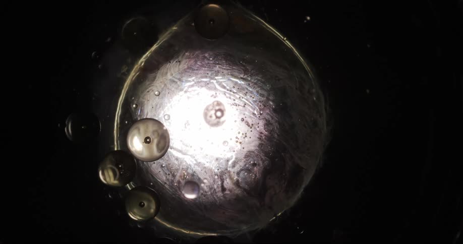 Extreme close up on abstract liquid bubbles