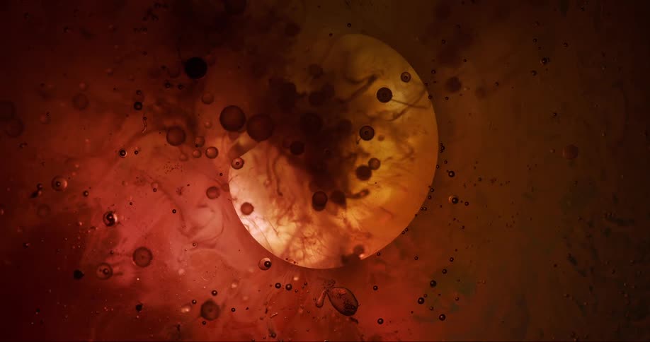 Extreme close up of a moving coagulated liquid