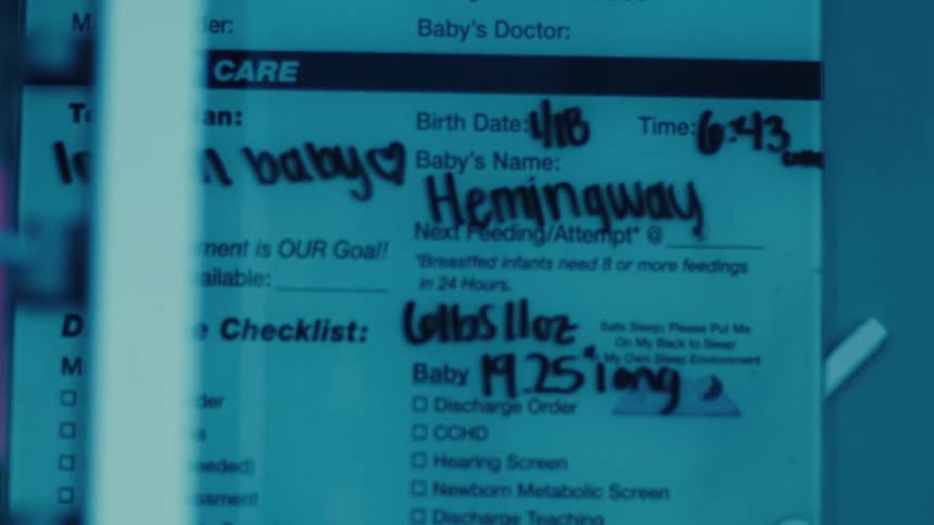 Board with notes in a hospital