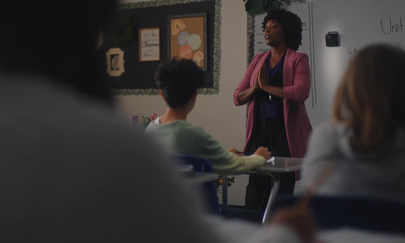 Classroom with a teacher interacting with students