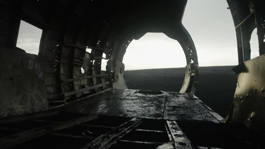 The crashed plane cabin is totally destroyed