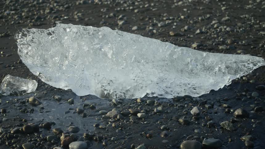 The ice is melting on the ground