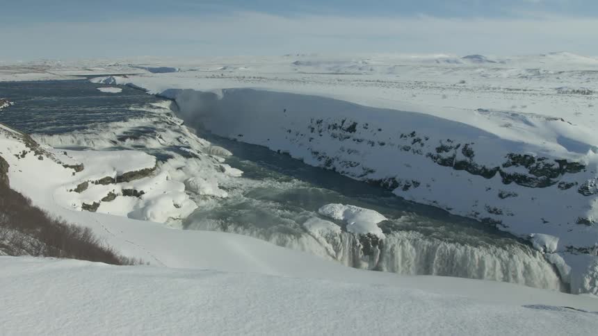 A glacier waterfall