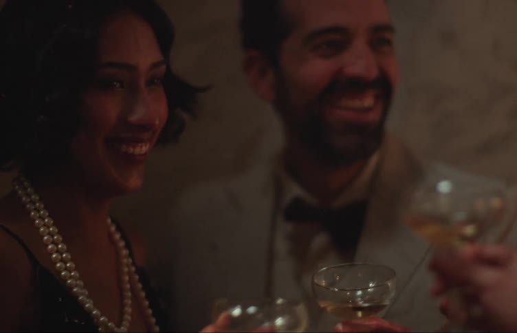 A group of friends have a toast with drinks