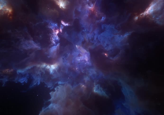 A giant series of gas clouds in outer space burn as they expand