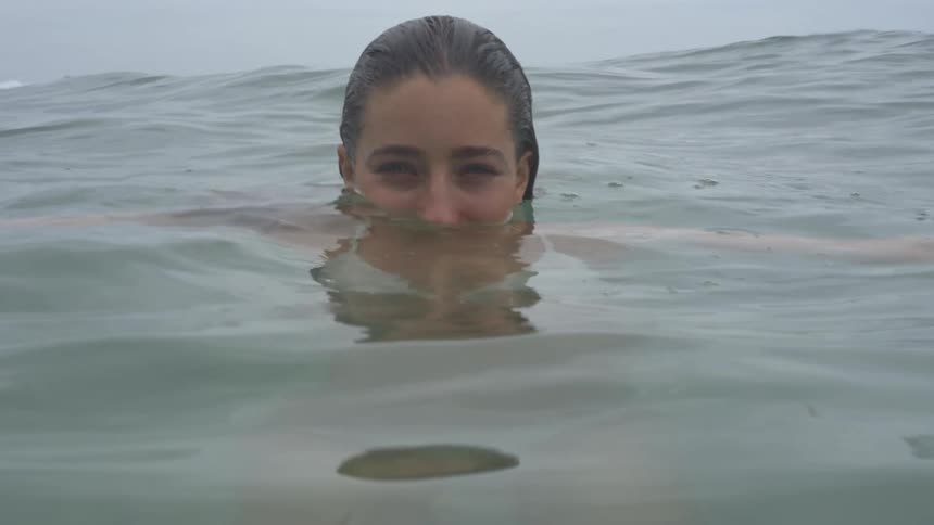 Portrait of a woman in the sea