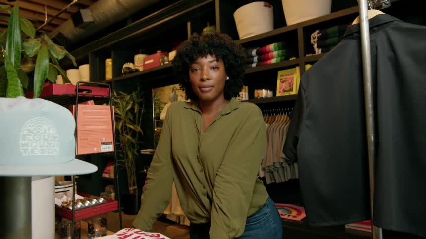 Young woman inside a store