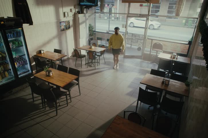 Man walking into a restaurant