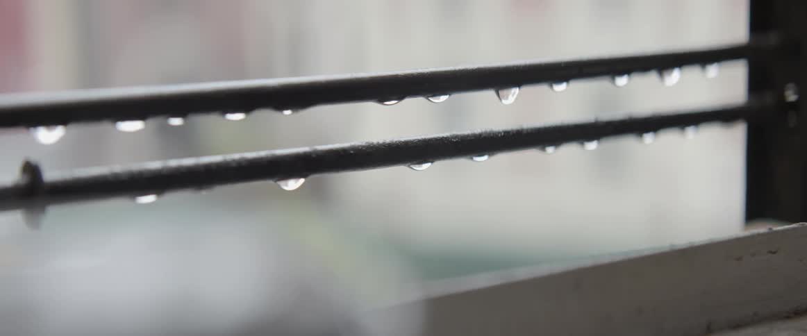 Water drops fall off a wire